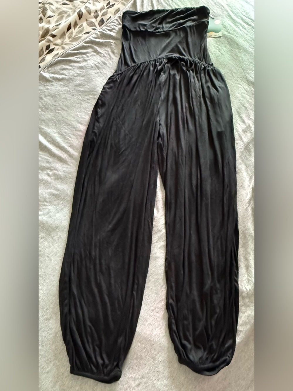 HALARA Black Strapless Wide-Leg Jumpsuit